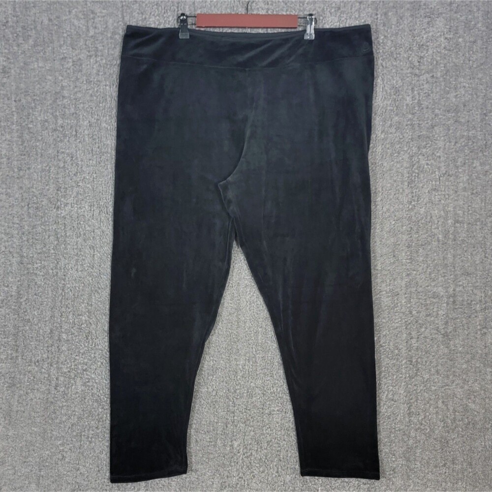 Cuddl Duds Lounge Pants Womens 3X Black Double Plush Velour Elastic Waist